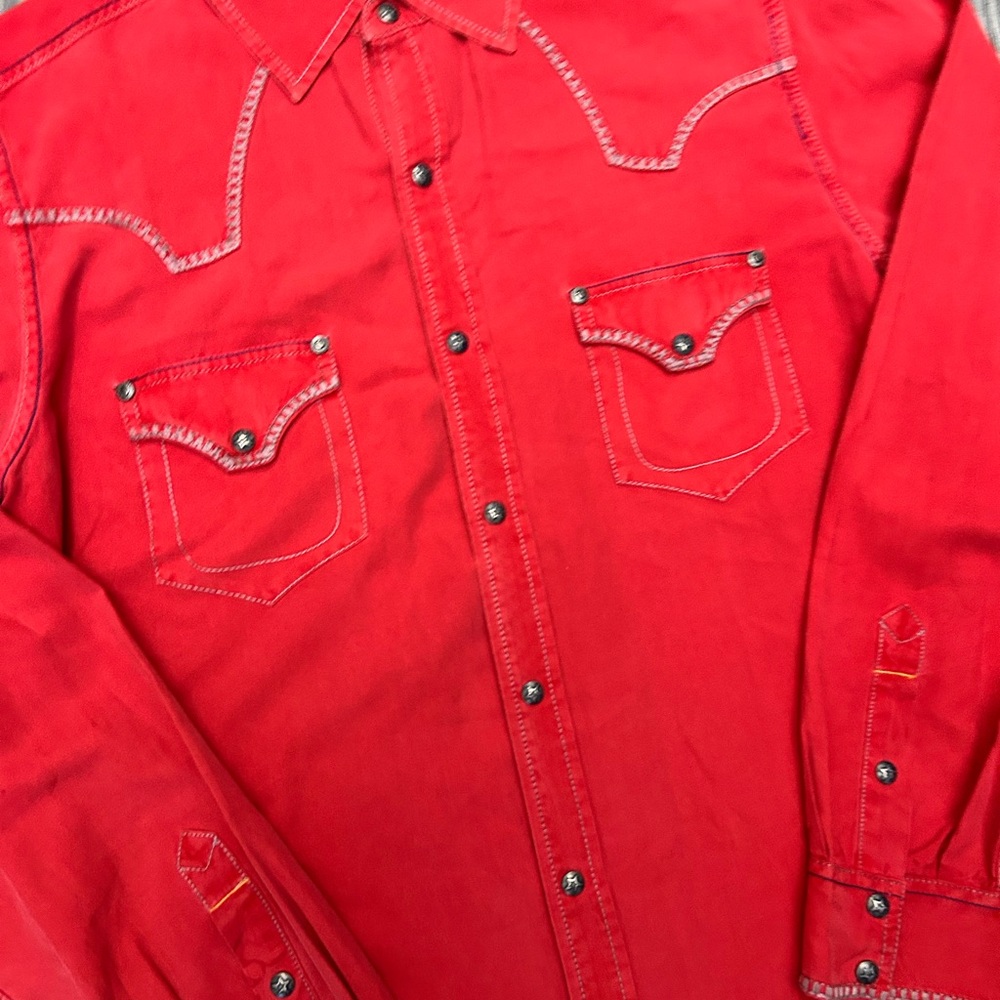 Ryan Michael Red Western Snap Button Down Shirt S… - image 3